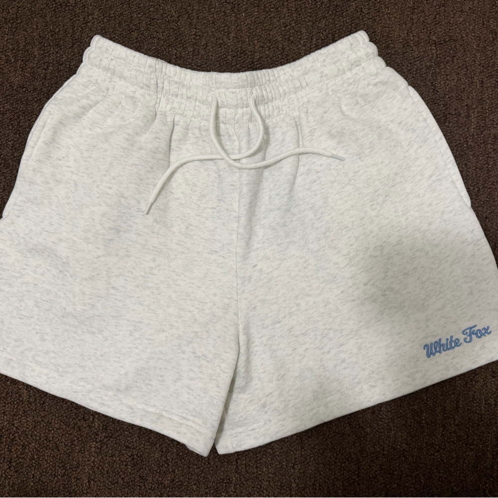 White Fox Drawstring Sweat Shorts